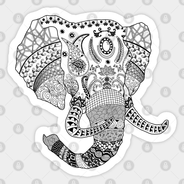 Elephant with Doodle Art Sticker by Designs by Darrin